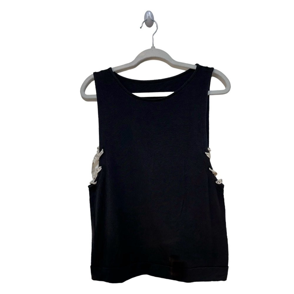 EUC Good H Youman Black Knit Muscle Tee Side Tie Sz Medium